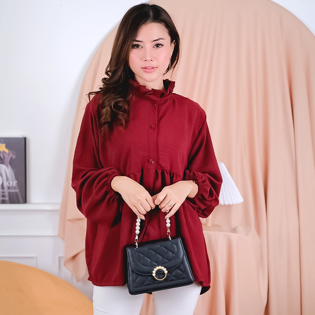 Tq88indonesia Fashion Blouse Rempel Kekinian / Rachel Blouse / PREMIUM AIRFLOW CRINCLE / Blouse Terbaru / Blus / Baju Atasan Wanita / Baju Santai Wanita / Ootd