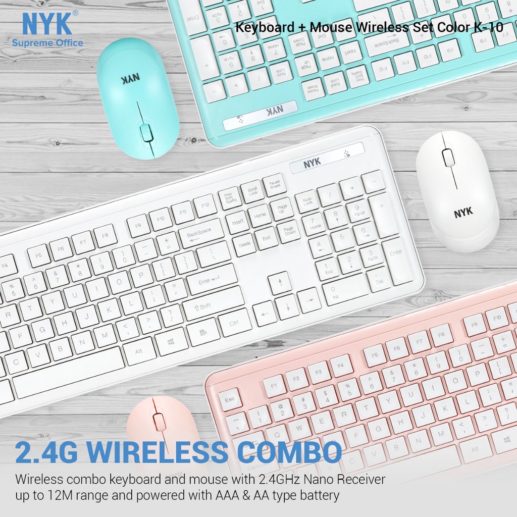 NYK Supreme K10 Wireless Keyboard and Mouse Combo 2.4Ghz