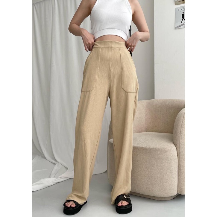 SIVALI Aiko Pants - Celana Kulot Knit Highwaist - Cullote Pants - Celana Wanita 3479