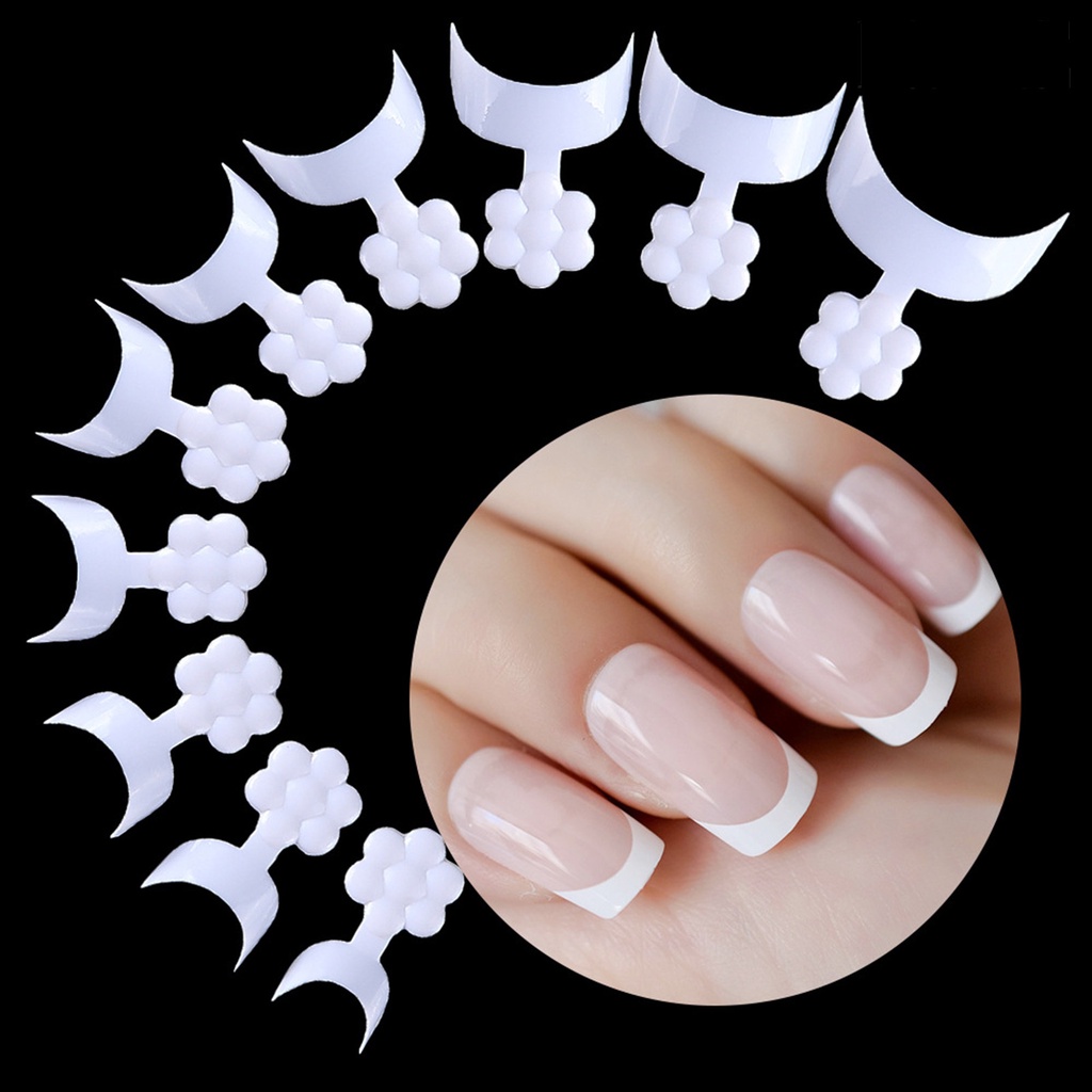 Providence 100Pcs/Box Manicure Short Tips Crescent Shape Nail Extension ABS Nail French Edge White Half Paste Tips for Finger