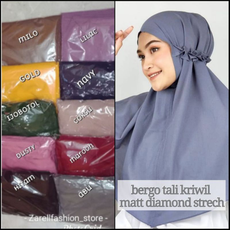 ZAZIZESTORE - BERGO TALI  KERUT / JILBAB TALI KARET KRIWIL