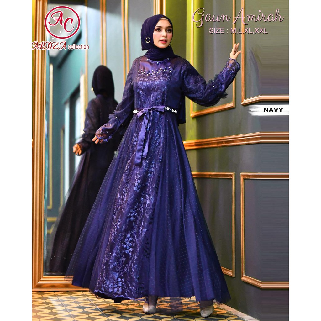 LONG GAMIS TULLE MUTIARA BORDIR / GAMIS AMIRAH