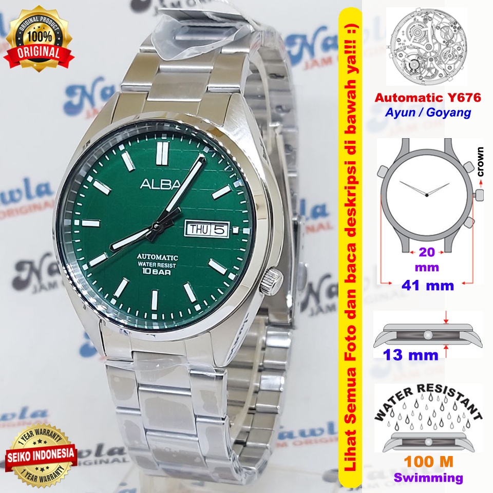 Alba Automatic AL4319X1 Green Dial - Jam Tangan Pria AL4319