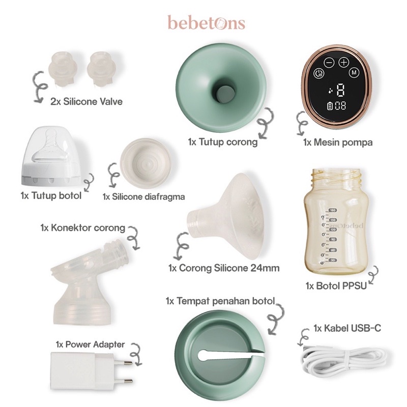 READY BEBETONS NEO V2 Rechargeable Single electric Breast Pump / Pompa ASI Elektrik Portable