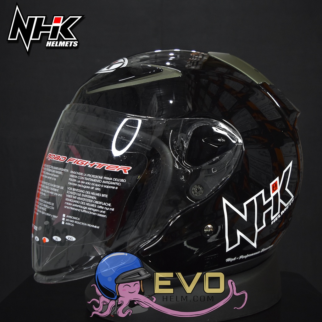 NHK R6 SOLID Half Face - Single Visor BLACK METALIC