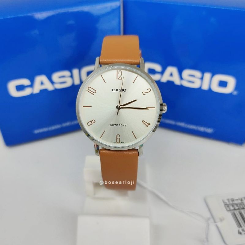 JAM TANGAN WANITA CASIO LTP-VT01L-5BUDF TALI KULIT ORIGINAL
