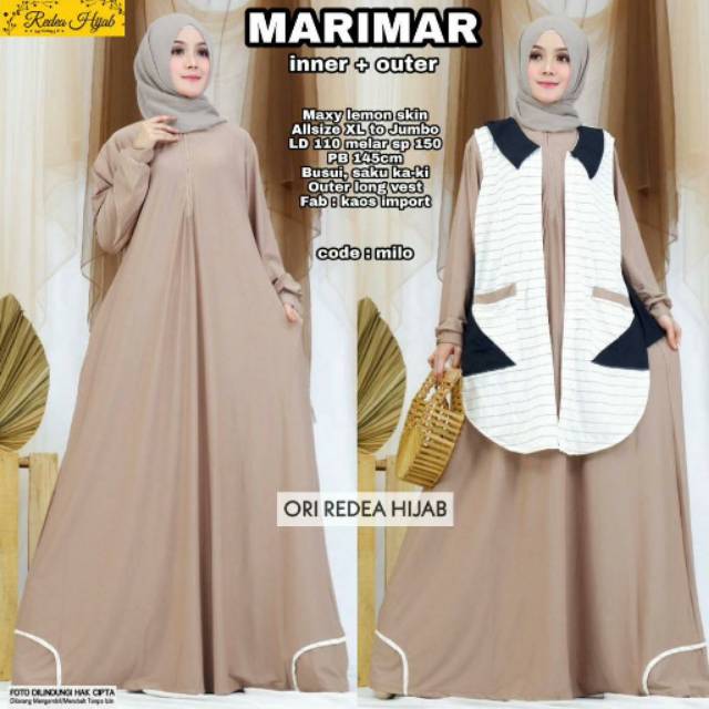 Marimar gamis outer 2 in 1 kekinian terbaru bigsize ld 120-150