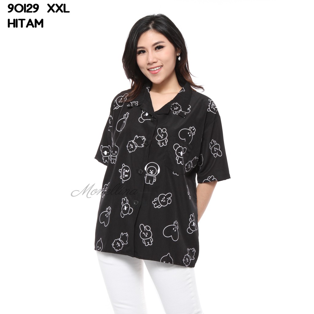  Baju  Blouse  Atasan Lengan Pendek BTS BT XXL Jumbo Murah 