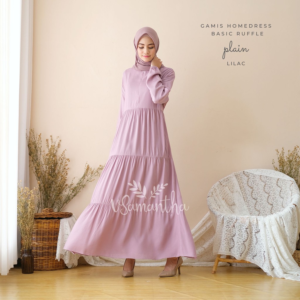 Gamis Homedress Basic Ruffle Plain