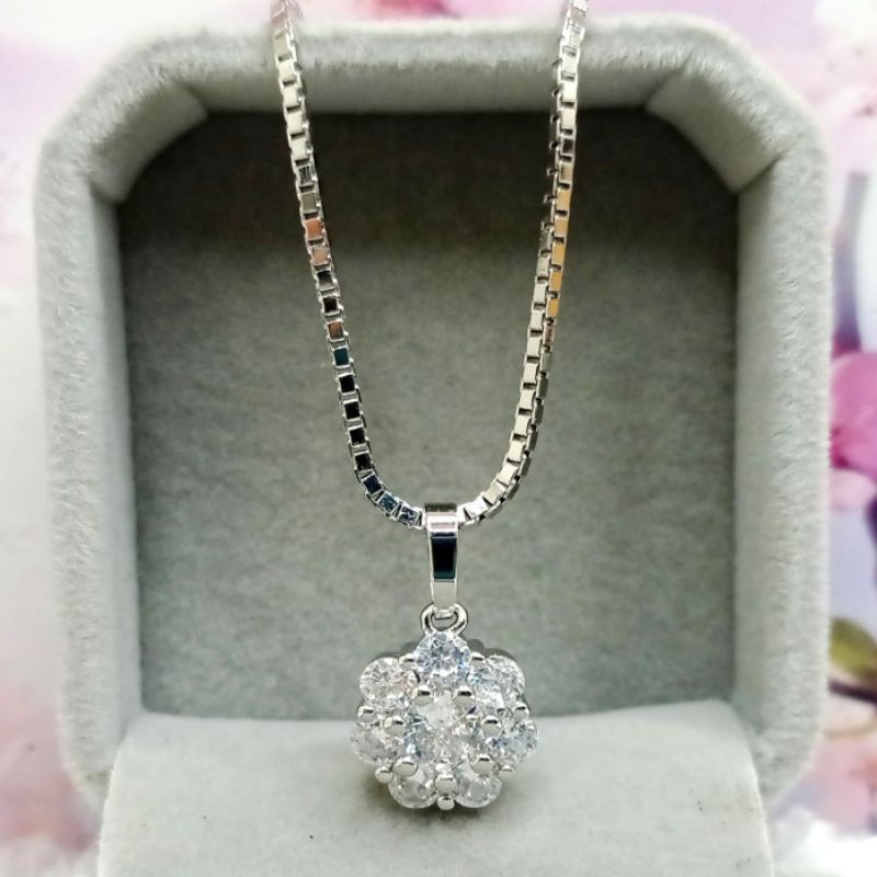 kalung titanium / kalung nuri set Liontin zircon Love