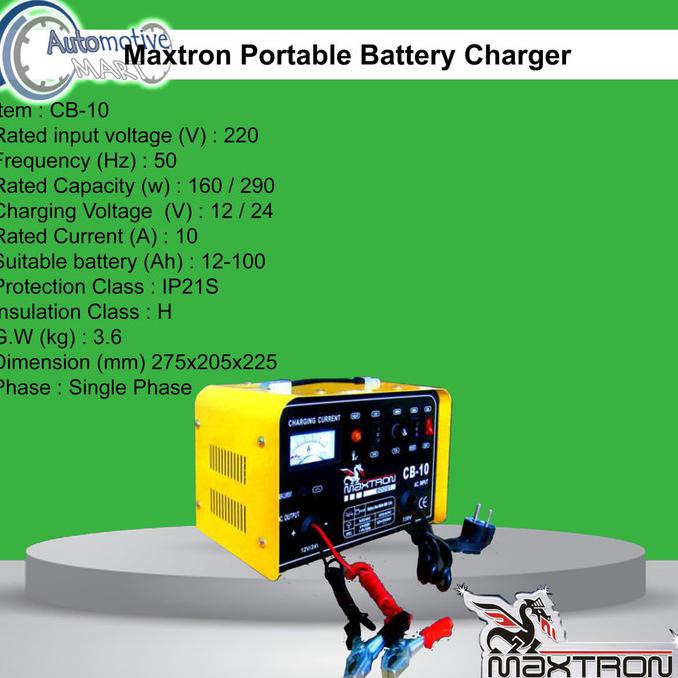 Charger Aki Maxtron Portable Battery Charger CB-10 |Charger Aki Mobil