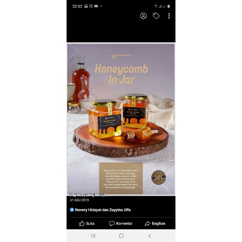 

madu kombinasi sarang (honeycomb in jar )sentra madu madiun