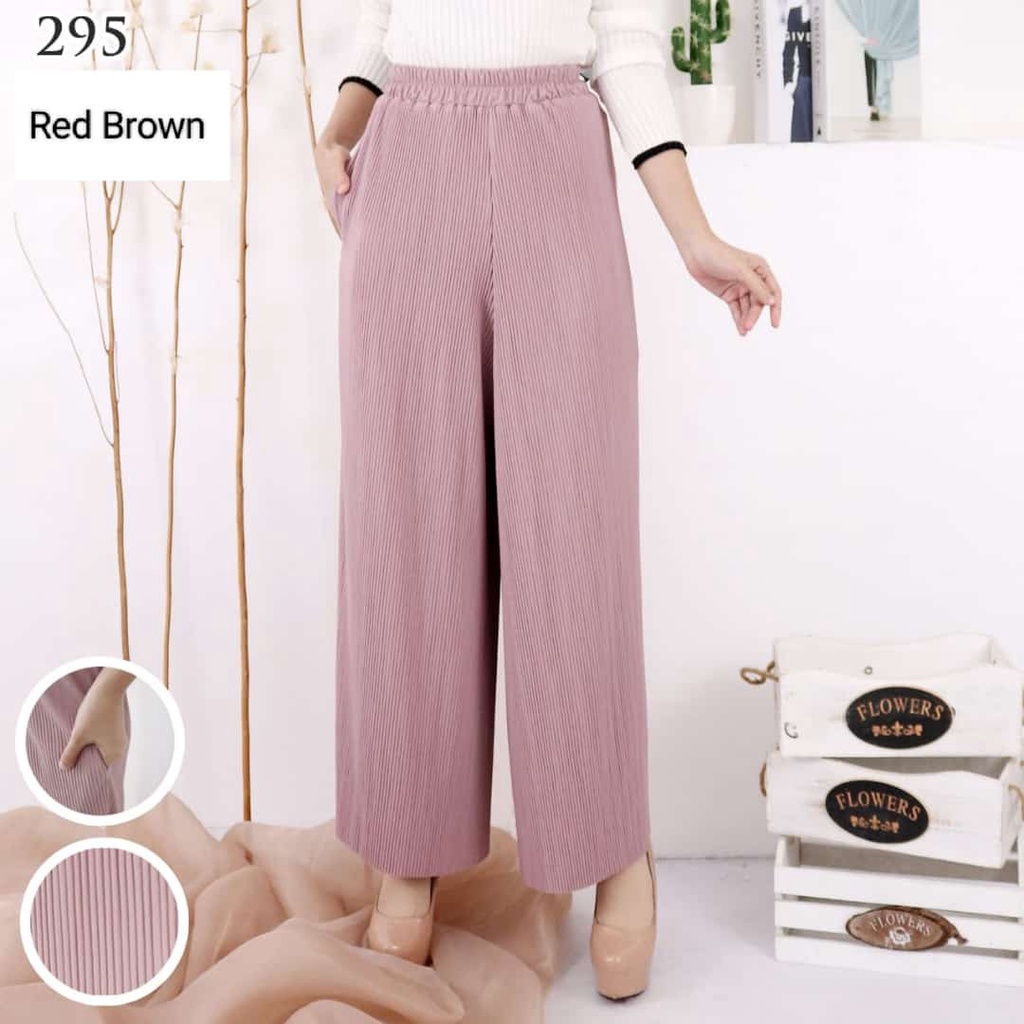 KULOT BASIC 295 PLISKET LIDI ADA KANTONG PLEATS PANT KULOT PLISKET