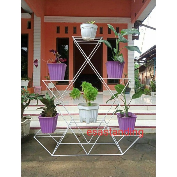 Standing rak pot besi/rak tanaman/rak susun 6 tinggi 1 meter