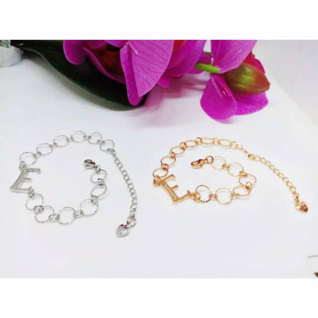 Fourfashion NEW Gelang Huruf Sirkon Rantai Besar XUPING