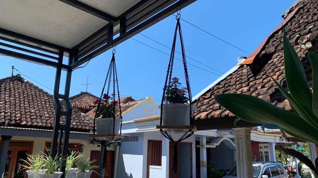 Macrame Hanging Shelf - Tali Pot Gantung - Tatakan Pot Kayu
