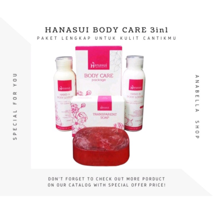 [ORI] HANASUI BODY CARE 3in1 Paket Lengkap untuk Perawatan Kulit Lebih Cerah Seketika | BPOM