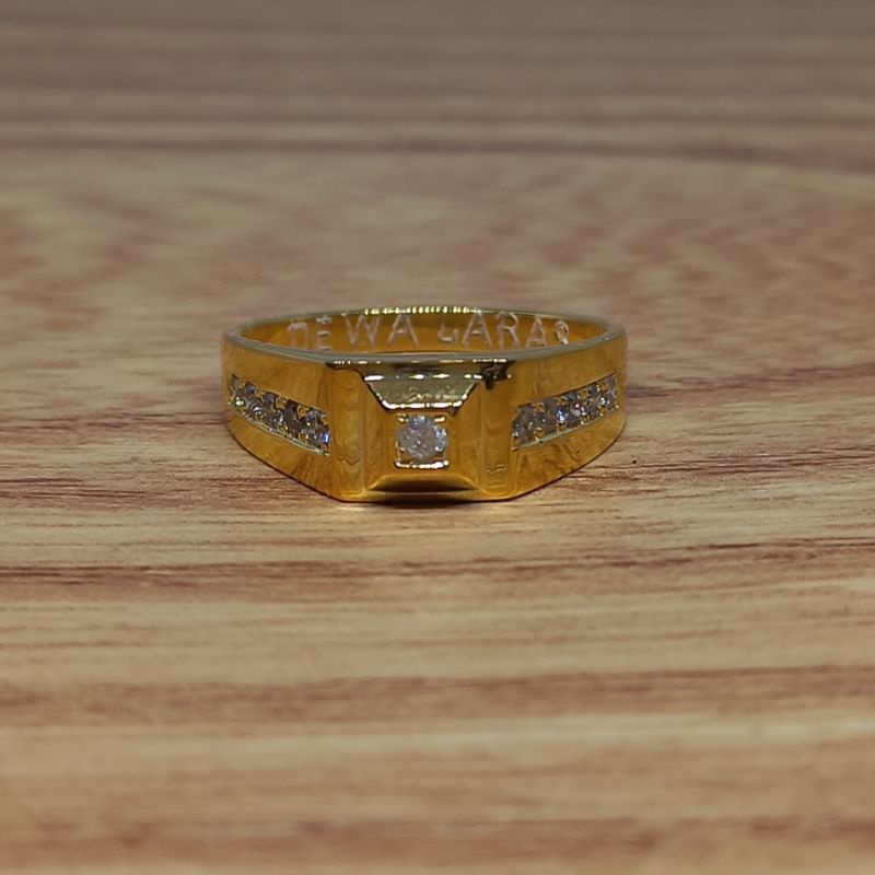 cincin perak pria simple full berlian eropa