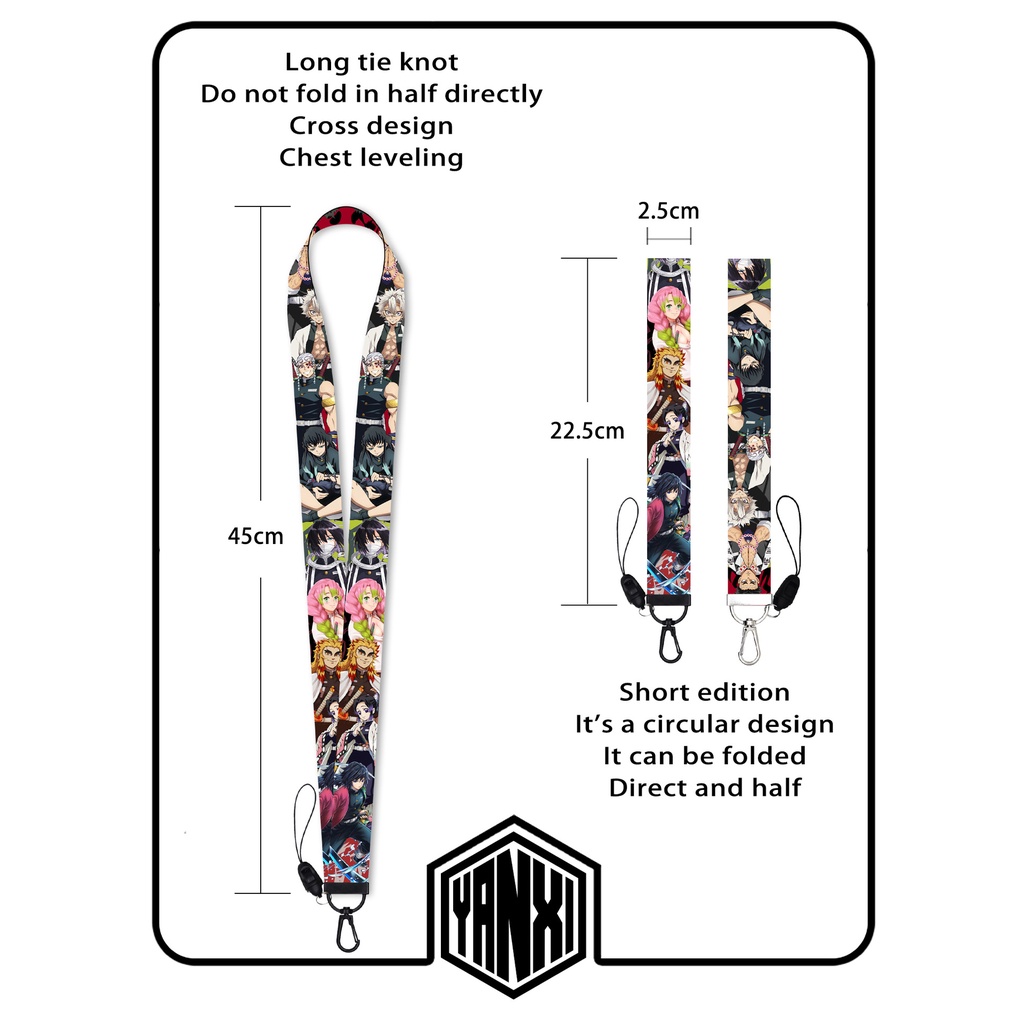 Gantungan Kunci Tali lanyard Panjang Kombinasi Desain ghost killing blade nine Pilar Untuk Ponsel