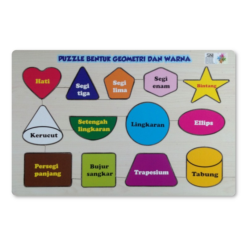 Puzzle 14 Bentuk Geometri Kayu Mainan Anak Edukasi Edukatif Tk Sd Puzle Geo Edutoys Aikatoys Shopee Indonesia
