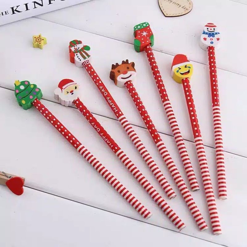 

Pensil kayu dengan dengan penghapus karakter