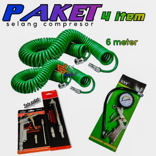paket isi angin - selang compresor 6m + infaltor -air chuk-air duster paket 4 item siap pakai lebih hemat & murah