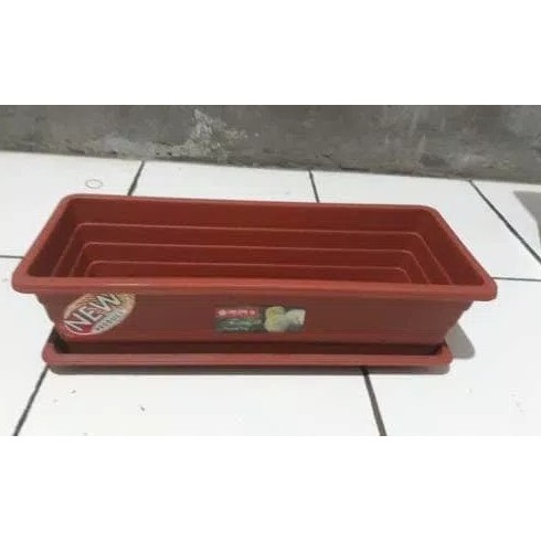 Pot bunga panjang lion star TRIVETTO +tray(M) panjang 41cm - Hijau Tua