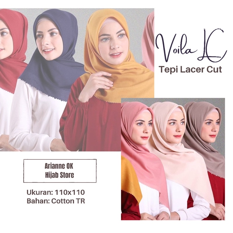 VOILA LC BY UMAMA HIJAB/JILBAB SEGI EMPAT POLOS LACER CUT