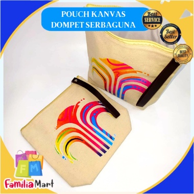 Pouch Kanvas Twill Motif Tebal Sedang Serbaguna Souvenir Murah