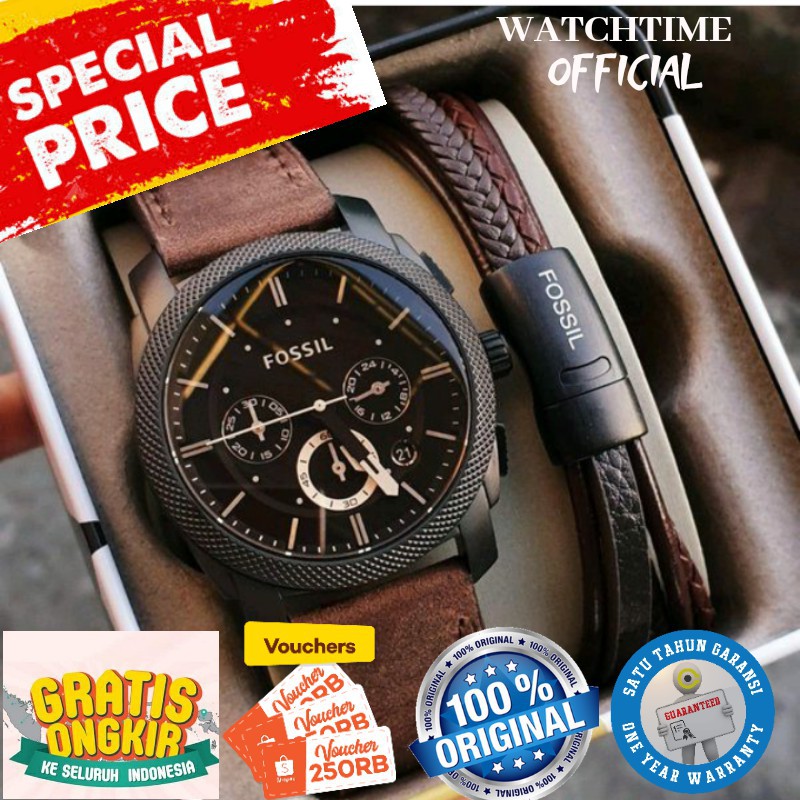 JAM TANGAN PRIA COWOK FOSSIL ORI ORIGINAL CHRONO SET GELANG  JAM TANGAN COWOK TER MURAH KEREN