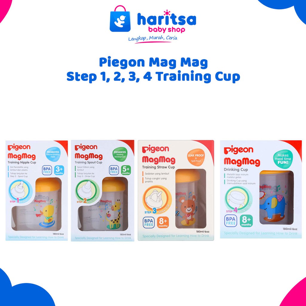 NEW Pigeon Mag Mag Training Cup Step 1 2 3 4 Cangkir Minum Magmag Nurshing Spout Straw drinking