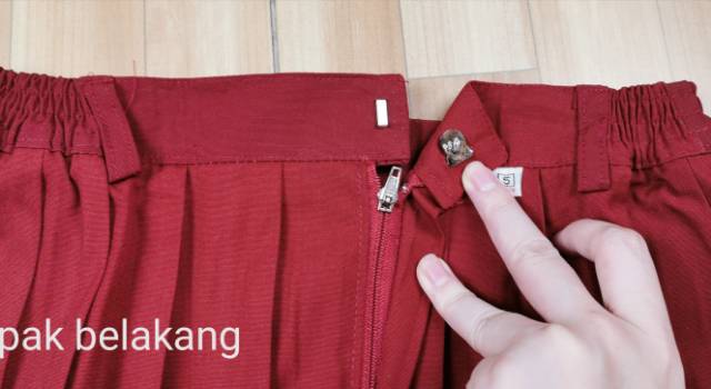 Rok seragam SD plisir panjang merah karet Litton bahan adem uk 2-12 / rok sekolah panjang merah