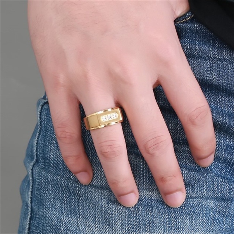 Cincin Pertunangan Berlian Baja Titanium 316L Sederhana Untuk Pria dan Wanita