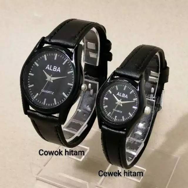🆕JAM TANGAN COUPLE/pria/wanita ALBA Black Hitam TERMURAH（harga satuan）Watch Wotch Wtch Jam Jqm Jsm J