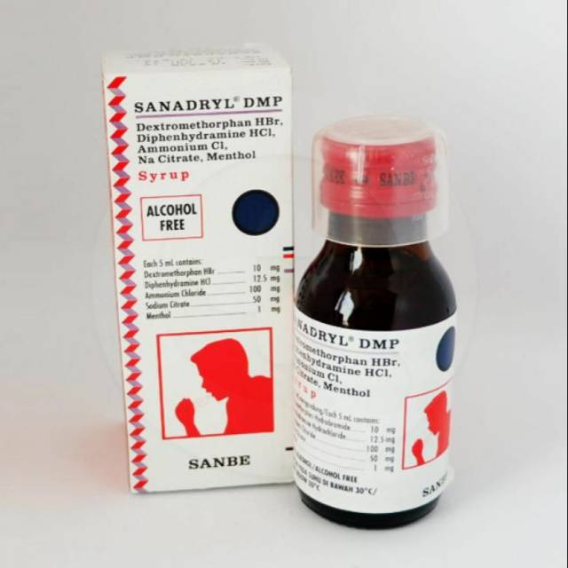 Sanadryl DMP Sirup Obat Batuk Kering Alergi dan Flu