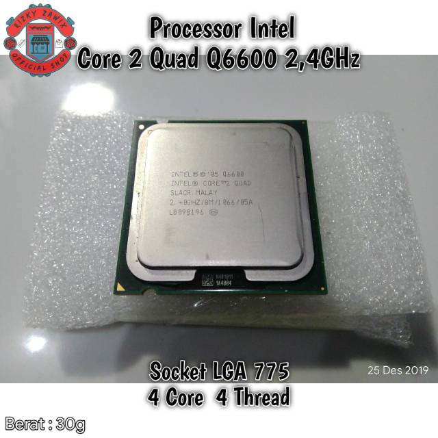 Processor Intel Core 2 Quad Q6600 2,40 GHz Socket LGA 775 4 Core 4 Thread Prosesor Murah Bagus VT-x
