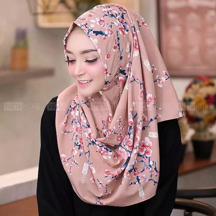 Best Quality Jilbab Kerudung Pashmina Instan Pastan Sala Motif Bunga Sakura Asli
