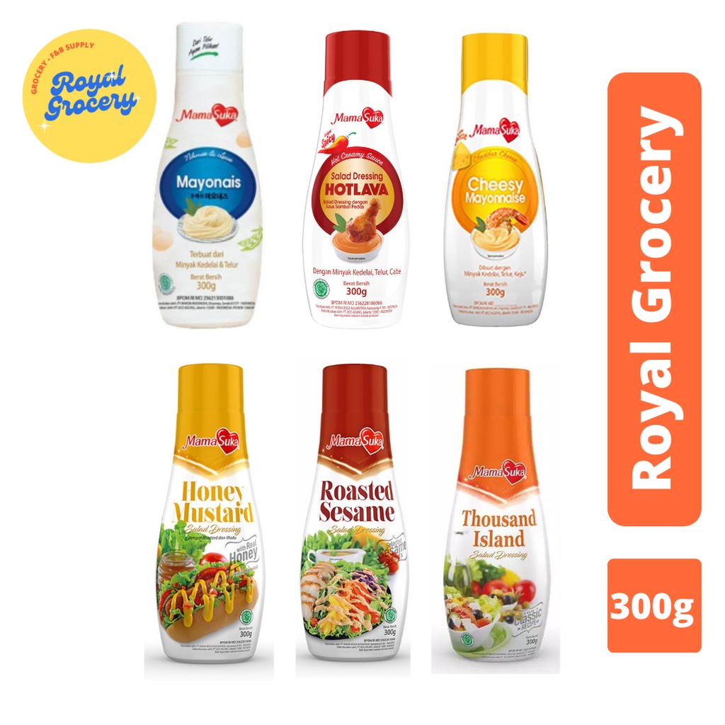

MamaSuka Salad Dressing Thousand Island - Honey Mustard - Roasted Sesame - Hot Lava - Cheesy Mayonaise Botol 300g