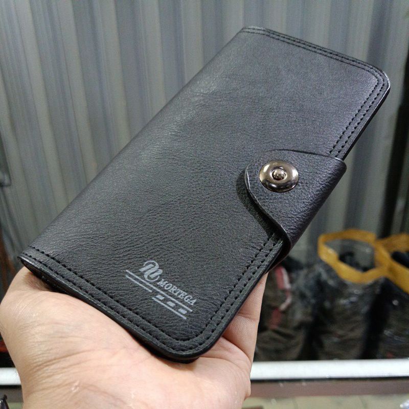 Dompet Hitam Lipat Panjang Pria Kulit Model Pakai Tali Kulit