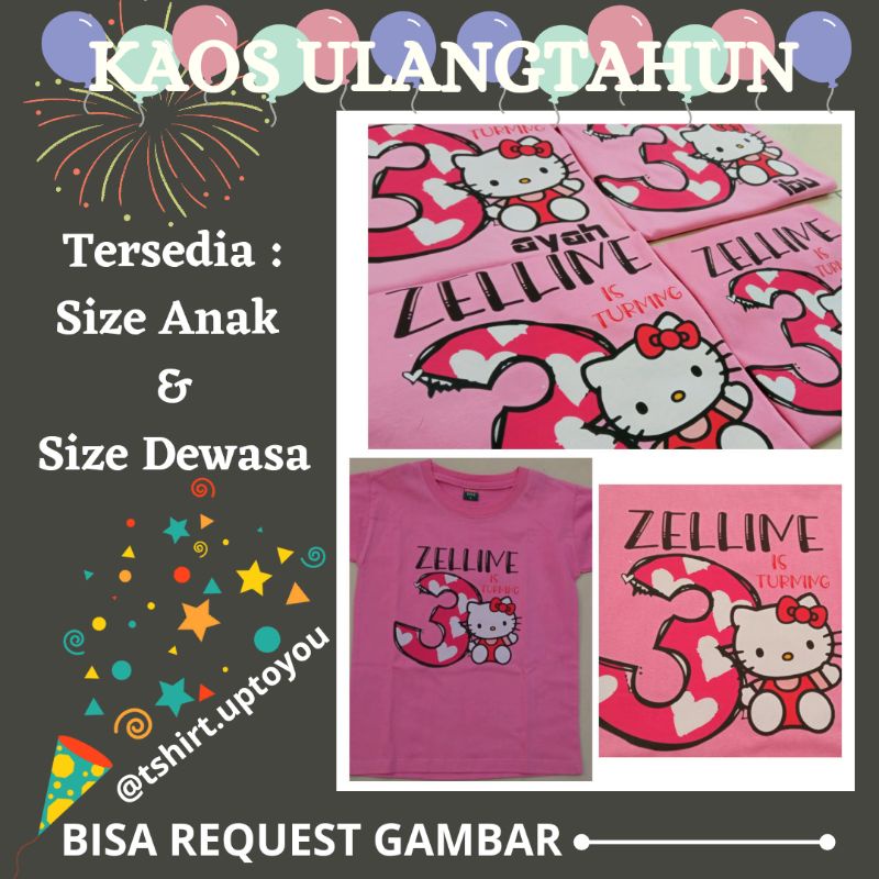 kaos custom ulang tahun anak sablon printing  suka suka