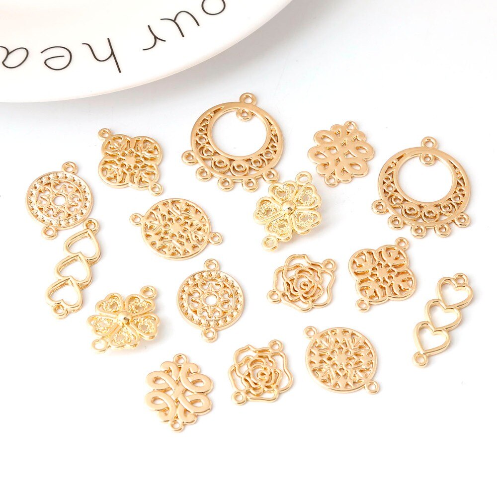 10pcs Konektor Charms Antik Warna Emas Untuk Membuat Perhiasan Anting Gelang Handmade Diy