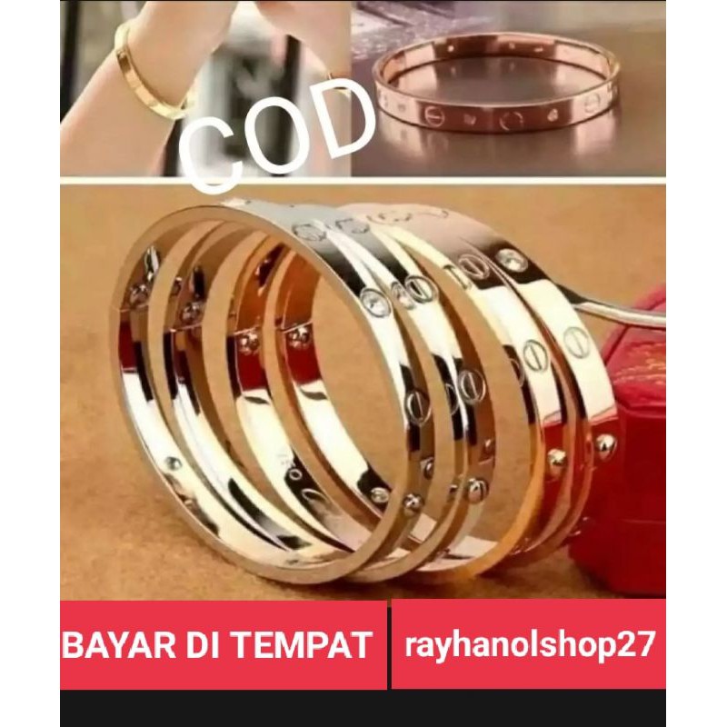 GELANG TANGAN TITANIUM ANTI KARAT/ANTI LUNTUR AWET DAN TAHAN LAMA BAHAN LAPIS EMAS 24 K GOLD