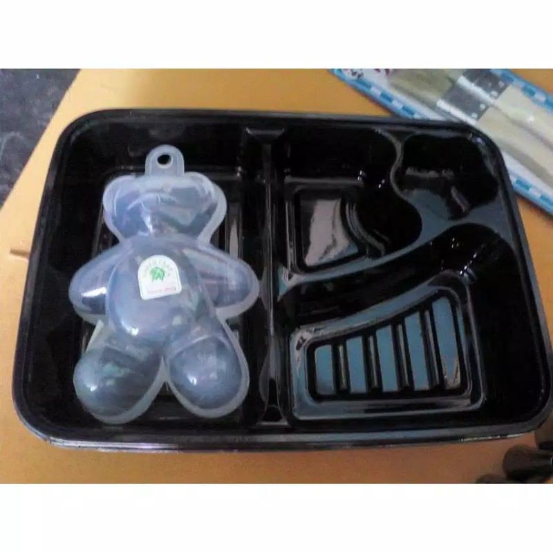 wadah mika kemasan nasi bento hantaran sekat +cetakan nasi bento panda