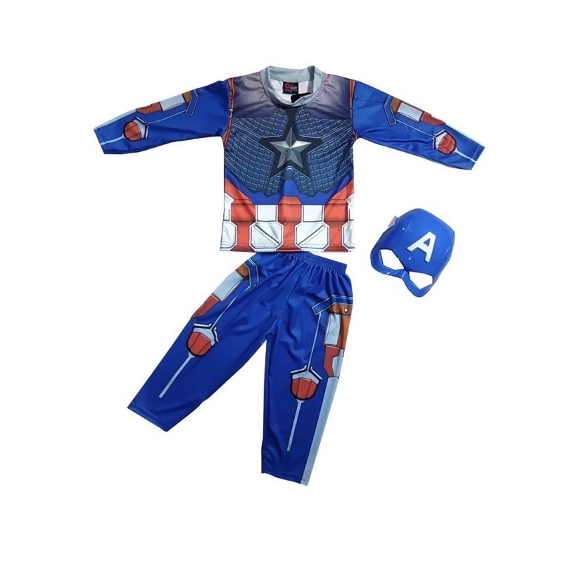 Setelan Anak Laki Laki Baju Anak Superhero Spiderman Gratis Topeng / Baju Anak Spiderman 2-10 Th