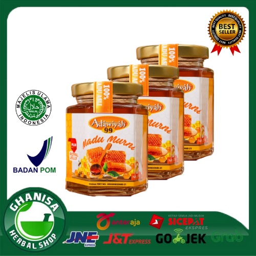 

MADU MURNI PLUS ROYAL JELLY ADAWIYAH 99 UKURAN 250 GR KEMASAN BOTOL KACA BAGUS UNTUK MENCEGAH KANKER