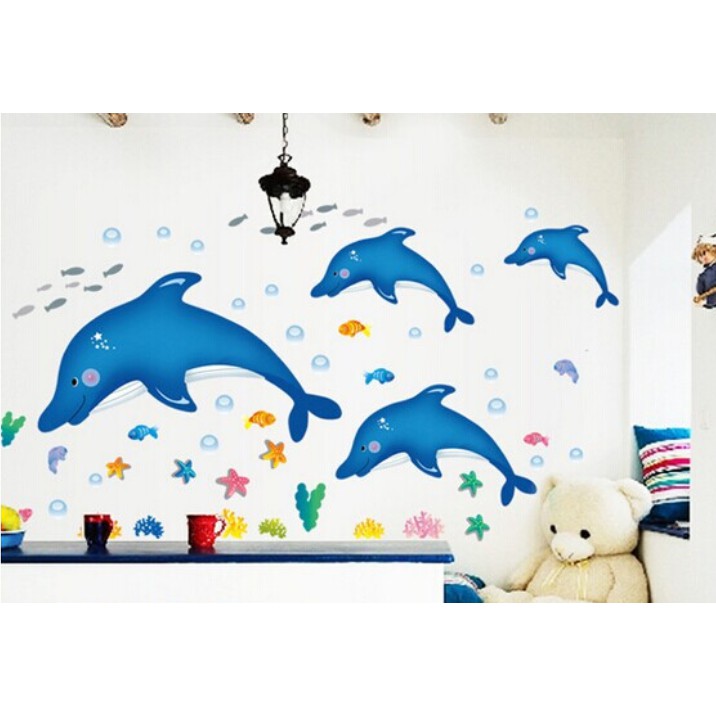 RELIZA WALLSTICKER IKAN FISH LUMBA LUMBA DOLPHIN KAMAR MANDI WALL STICKER DINDING AY9168