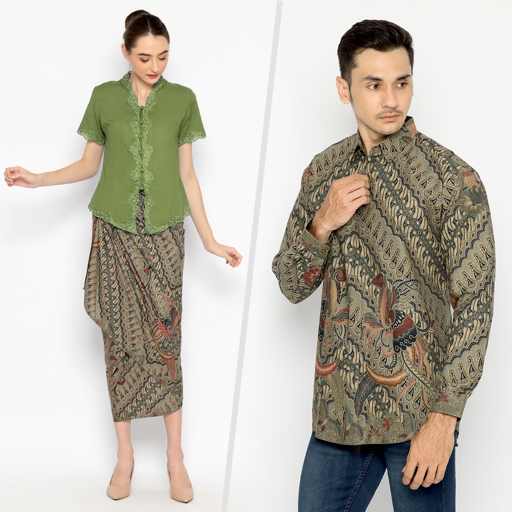 BATIK COUPLE MODERN Kemeja Rok Lilit Instan Batik Pria Lengan Panjang Premium Motif Parang Seling Kusumo Hijau Terang 728767 Cap 72 - Baju Kemeja Atasan Pakaian Batik Couple Cople Pria Cowok Laki Laki Remaja Keluarga Lengan Panjang Modern Slimfit Premium