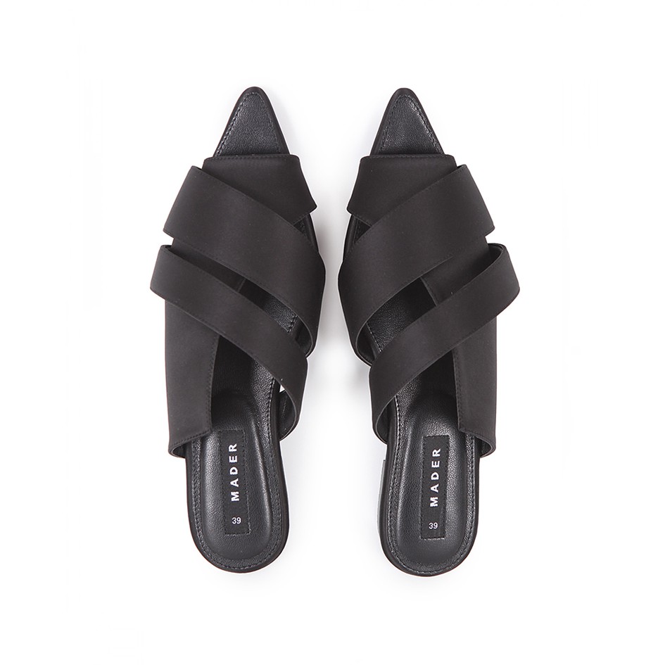 Mader Open Toe Mules Satin Black