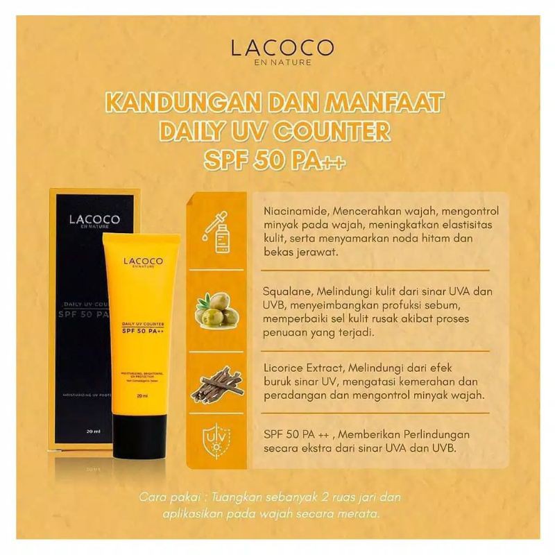 Lacoco Suncreen Daily UV Counter SPF 50 PA++ 20 ML