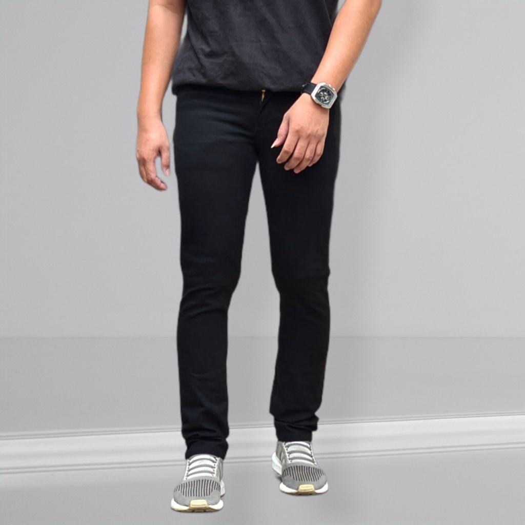 Celana Jeans Skinny Pria Hitam Pekat Bahan Denim Tidak Luntur Brand Original - SEFAN JEANS / Uk 27 sd 42